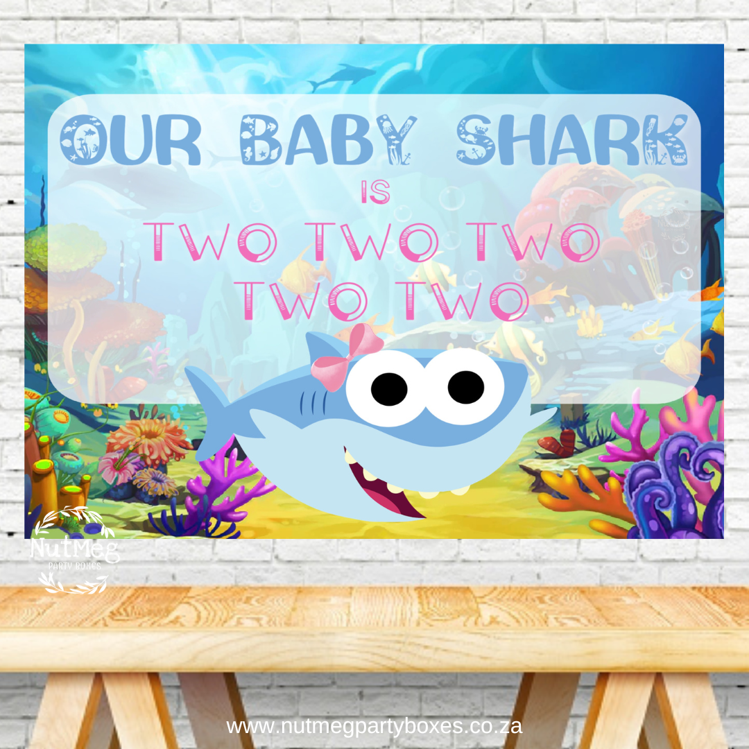 Backdrop Baby Shark Girl NutMeg Party Boxes