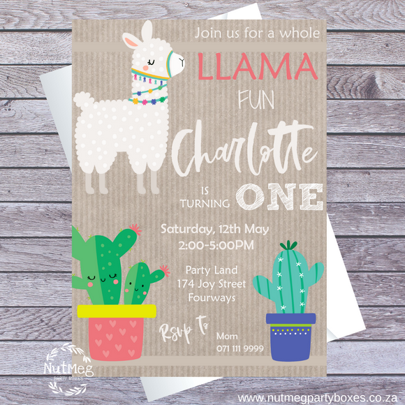 Digital Invitation - Llama & Cactus