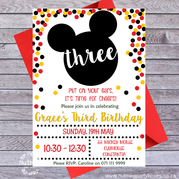 NutMeg Party Boxes - Mickey Mouse Invite